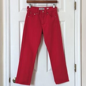 Lucky Brand Authentic High Rise Straight Leg Ankle Cropped Jeans Coral Red 00/24